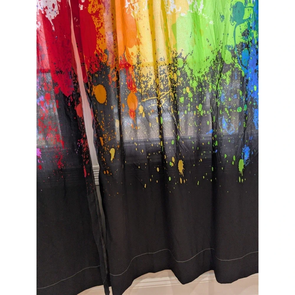Vintage Crayola Curtain Spattered Paint Drip 2 Panels 51